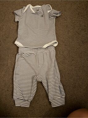 Calvin Klein Infant Striped Bodysuit & Pants Set - White & Navy